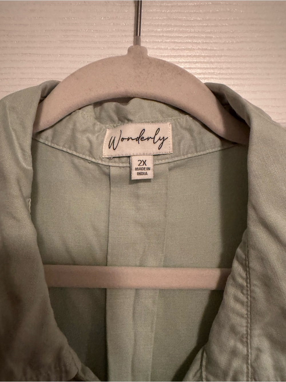 Wonderly Sz 2X Light Mint Sage Green Button-Up Tunic dress w/ breast pockets - Picture 2 of 8